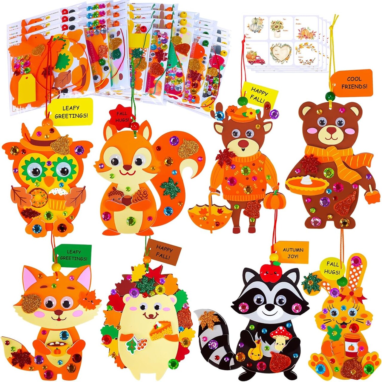 24 Sets Fall Crafts Kits DIY Woodland Animal Ornament Decorations Art Sets